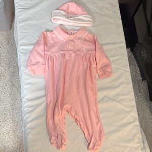 Ralph Lauren Pink Baby Footie with Reversible Hat